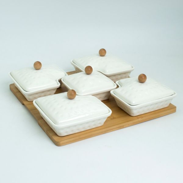 Divided Ceramic Serving platters with lids