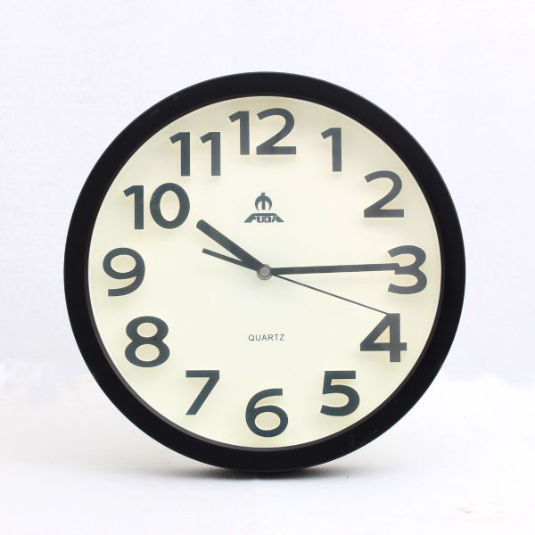 Wall Clock Round Embroidered Numbers Black