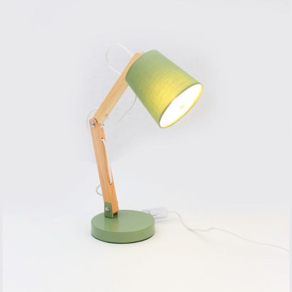 Wooden desk lamp Green Color (without Bulb)
