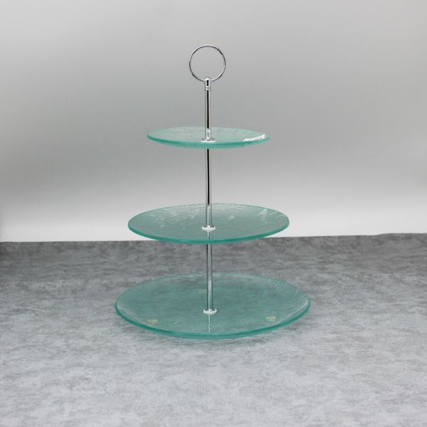 3 Tier Cupcake Stand, 3 Pack Tiered Serving Cake Stand Sets, Glass Dessert Stand Crack Round